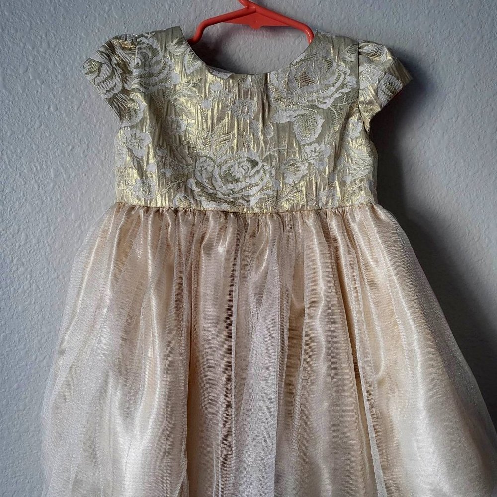 Vintage Barbie's Apparel Girl's Gold Floral Dress